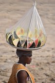 14: White melon seller in Accra beach